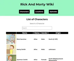 Rick and morty wiki Web Site